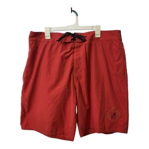 Nat Nast Men's Red Swim Board Shorts With Crown And Lion Logo Size 40